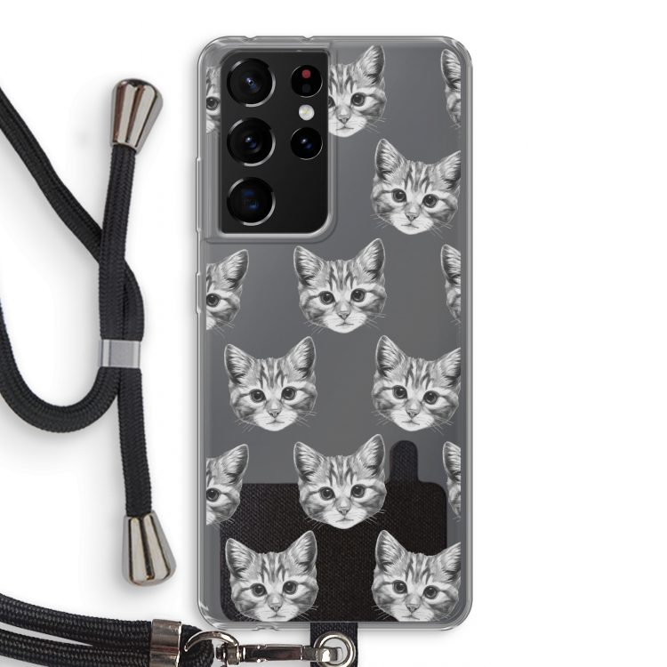Kitten: Samsung Galaxy S21 Ultra Transparant Hoesje met koord
