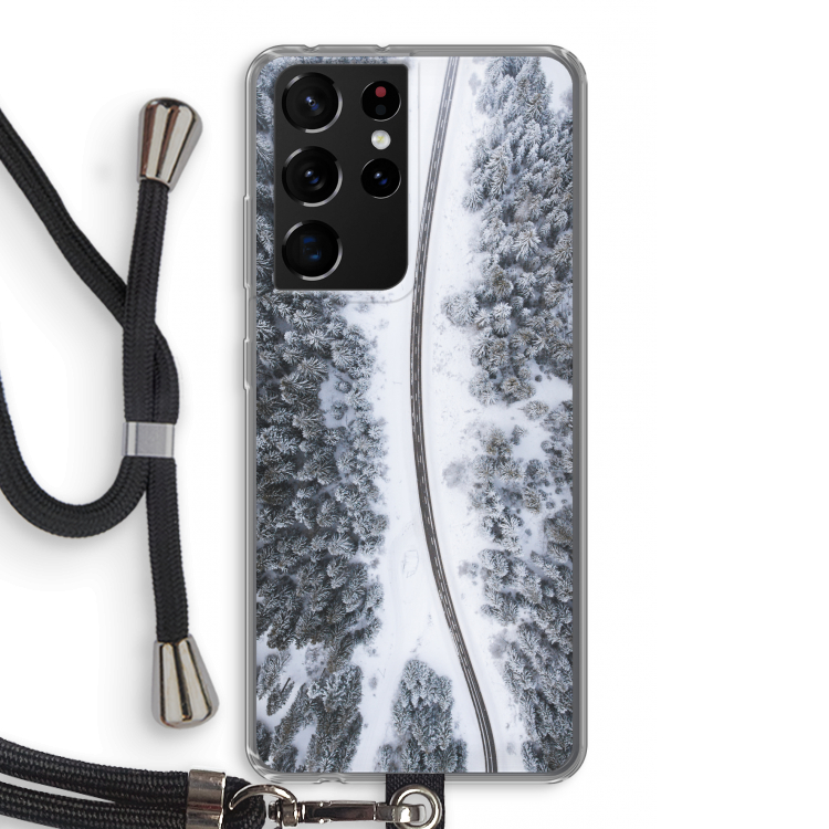Snøfall: Samsung Galaxy S21 Ultra Transparant Hoesje met koord