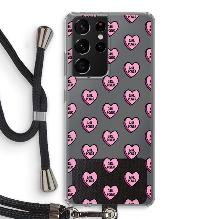 GIRL POWER: Samsung Galaxy S21 Ultra Transparant Hoesje met koord