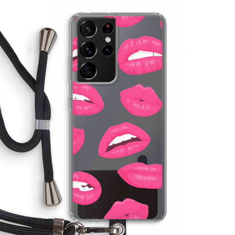 Bite my lip: Samsung Galaxy S21 Ultra Transparant Hoesje met koord