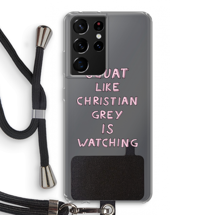 Christian Grey: Samsung Galaxy S21 Ultra Transparant Hoesje met koord