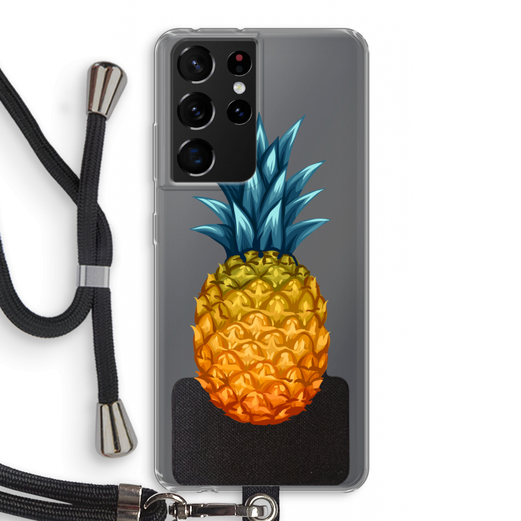 Grote ananas: Samsung Galaxy S21 Ultra Transparant Hoesje met koord