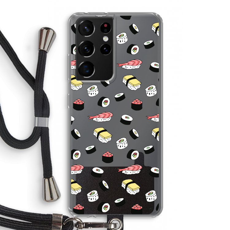 Sushi time: Samsung Galaxy S21 Ultra Transparant Hoesje met koord