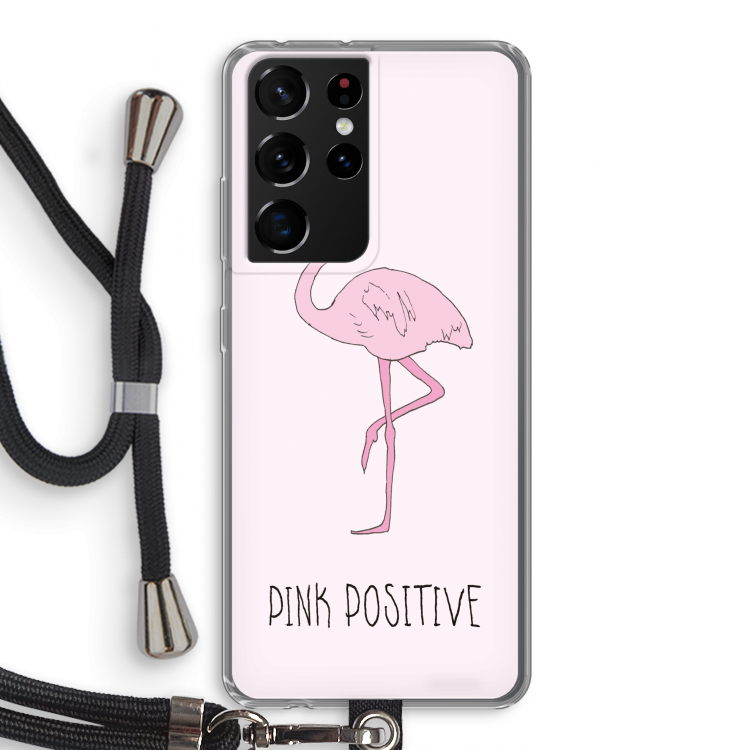 Pink positive: Samsung Galaxy S21 Ultra Transparant Hoesje met koord
