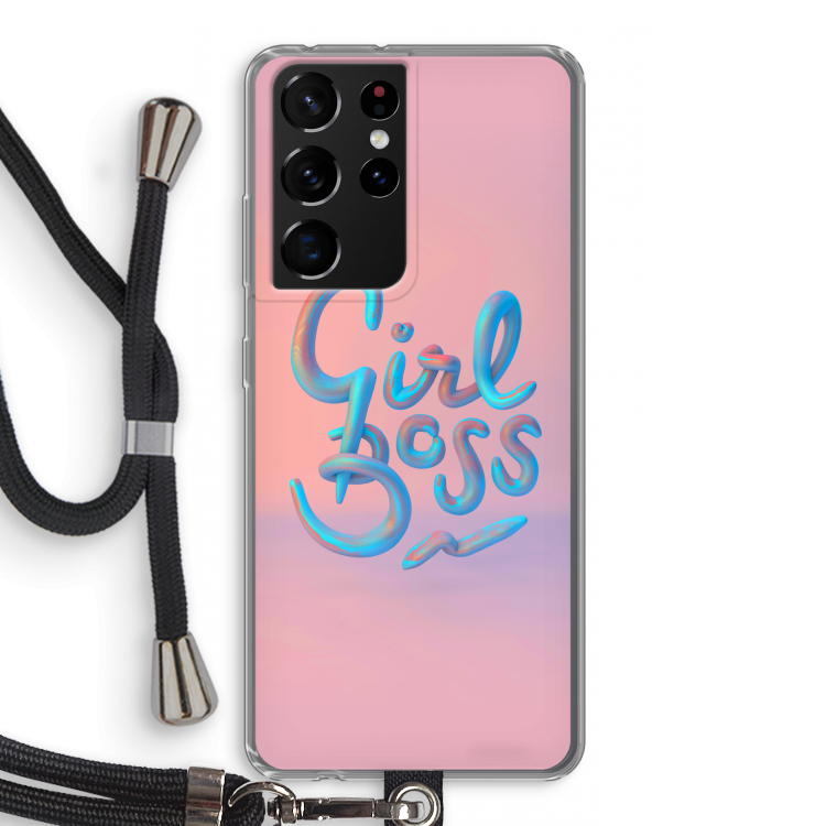 Girl boss: Samsung Galaxy S21 Ultra Transparant Hoesje met koord