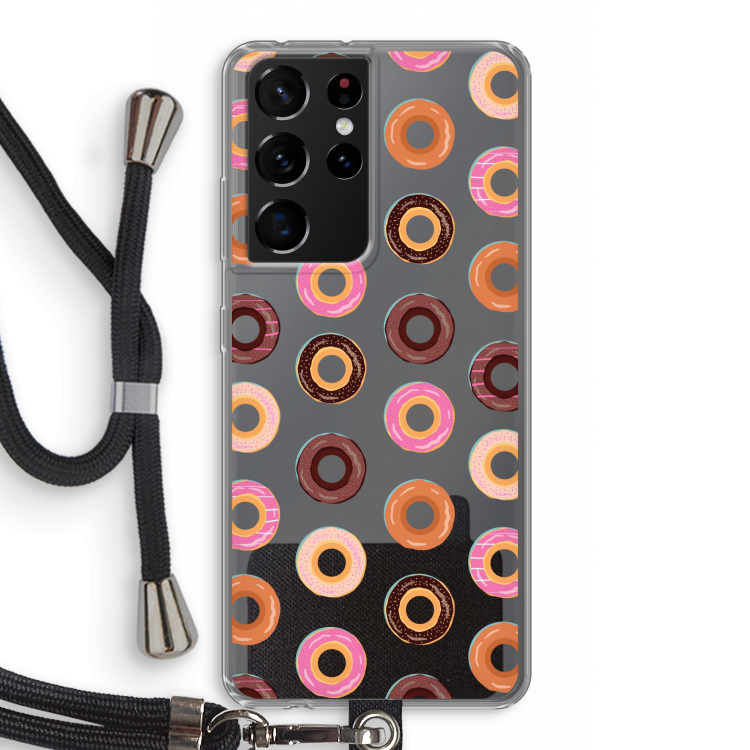 Donuts: Samsung Galaxy S21 Ultra Transparant Hoesje met koord