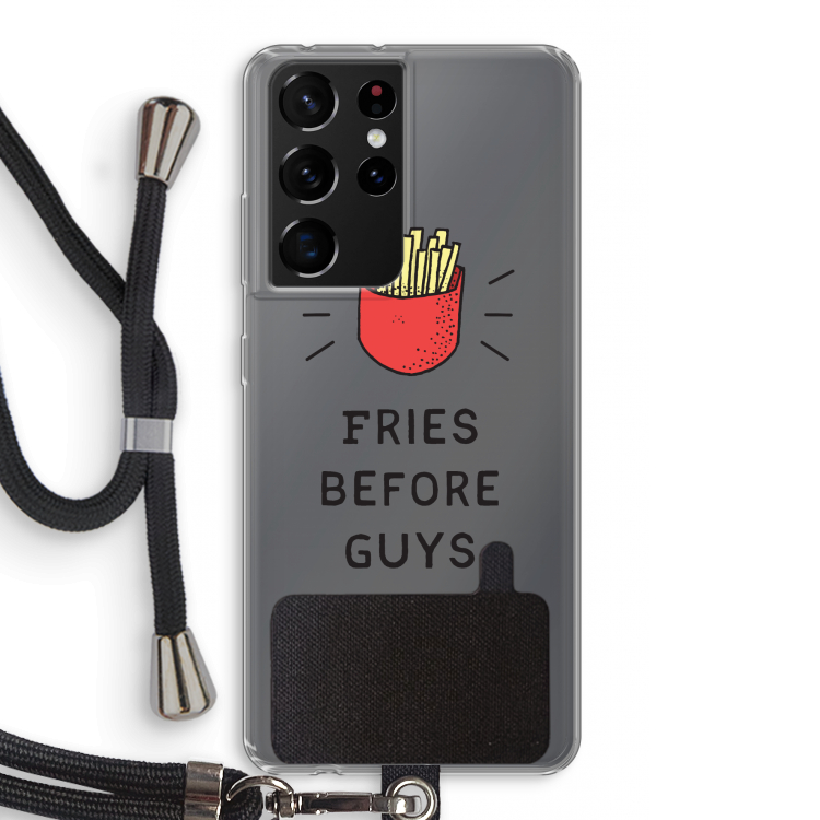 Fries before guys: Samsung Galaxy S21 Ultra Transparant Hoesje met koord