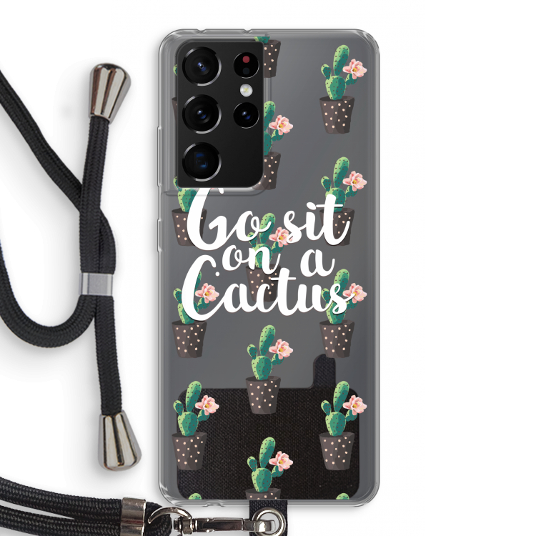 Cactus quote: Samsung Galaxy S21 Ultra Transparant Hoesje met koord