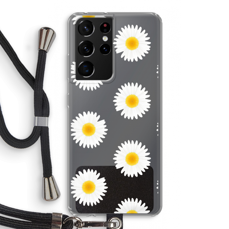 Margrietjes: Samsung Galaxy S21 Ultra Transparant Hoesje met koord