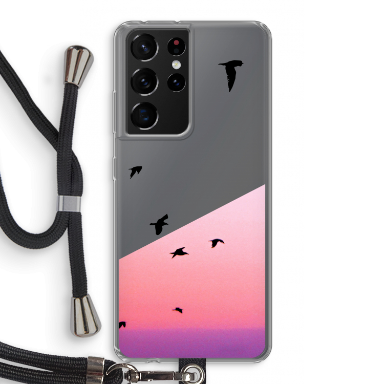 Fly away: Samsung Galaxy S21 Ultra Transparant Hoesje met koord