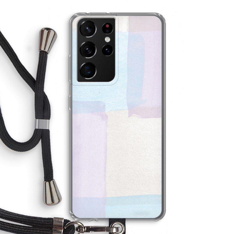 Square pastel: Samsung Galaxy S21 Ultra Transparant Hoesje met koord