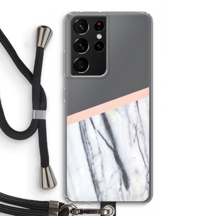A touch of peach: Samsung Galaxy S21 Ultra Transparant Hoesje met koord