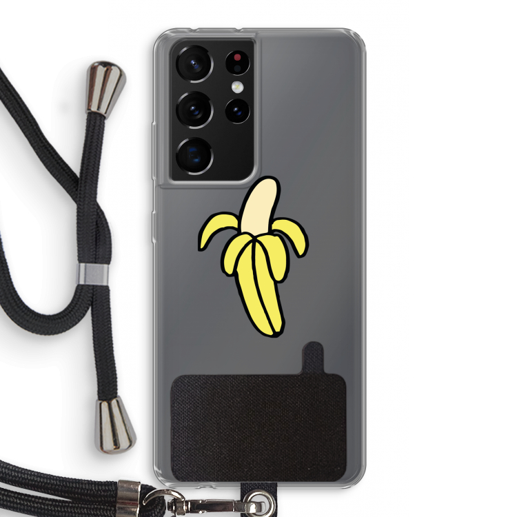 Banana: Samsung Galaxy S21 Ultra Transparant Hoesje met koord