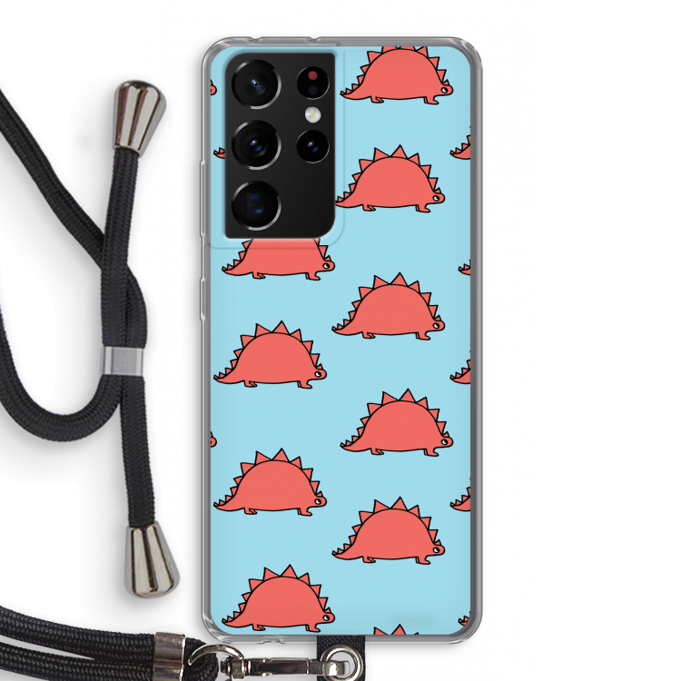 Dinosawrr: Samsung Galaxy S21 Ultra Transparant Hoesje met koord