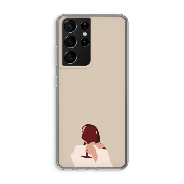 I drink wine: Samsung Galaxy S21 Ultra Transparant Hoesje
