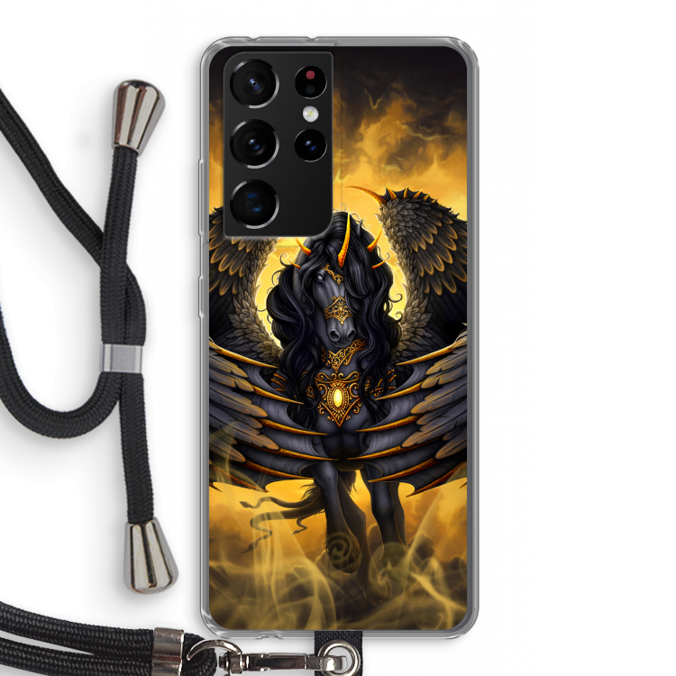Pegasus: Samsung Galaxy S21 Ultra Transparant Hoesje met koord