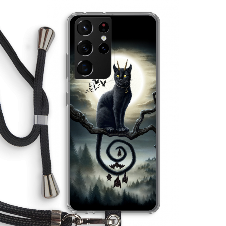 Moonlight Companions: Samsung Galaxy S21 Ultra Transparant Hoesje met koord