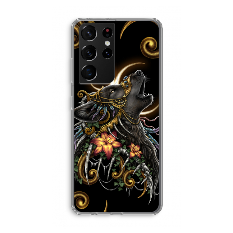 Huilende Wolf: Samsung Galaxy S21 Ultra Transparant Hoesje