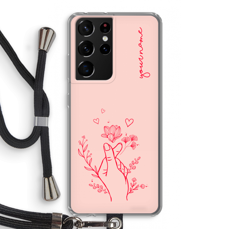 Giving Flowers: Samsung Galaxy S21 Ultra Transparant Hoesje met koord