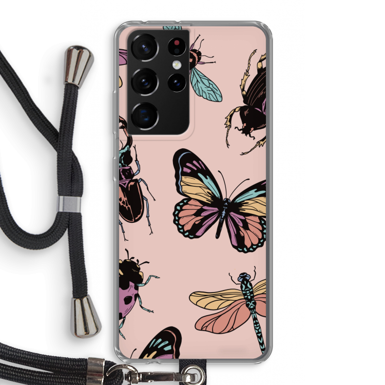 Tiny Bugs: Samsung Galaxy S21 Ultra Transparant Hoesje met koord