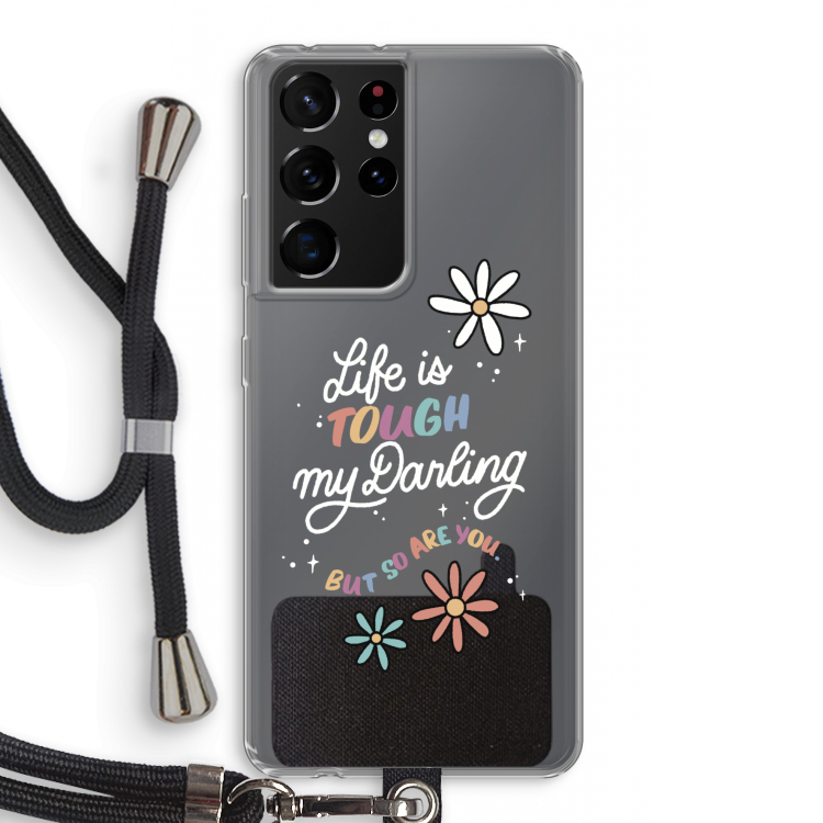 Tough Life: Samsung Galaxy S21 Ultra Transparant Hoesje met koord