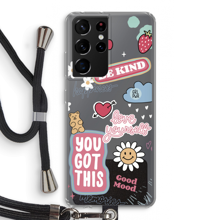 Positivity: Samsung Galaxy S21 Ultra Transparant Hoesje met koord
