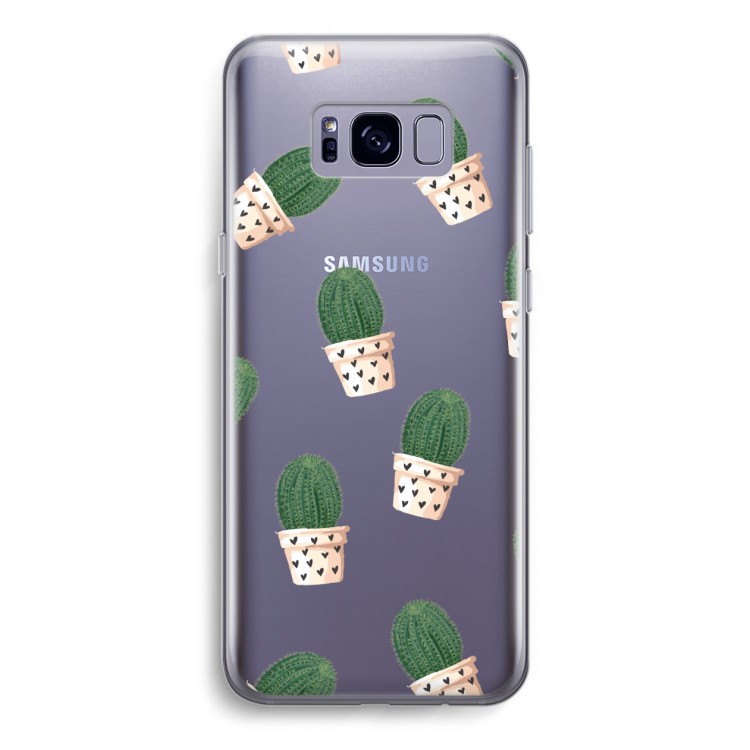 Cactusprint roze: Samsung Galaxy S8 Transparant Hoesje