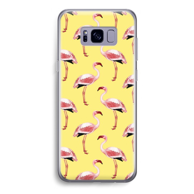 Flamingo's geel: Samsung Galaxy S8 Transparant Hoesje