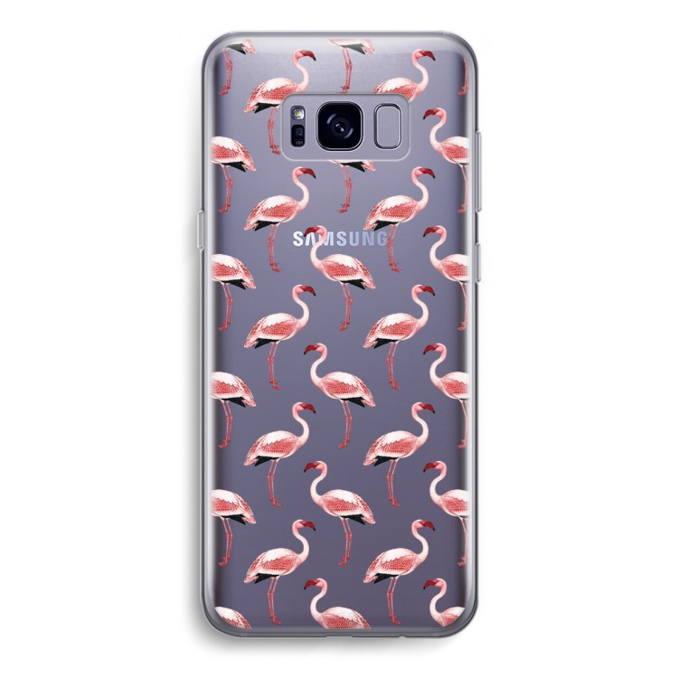 Flamingoprint groen: Samsung Galaxy S8 Transparant Hoesje