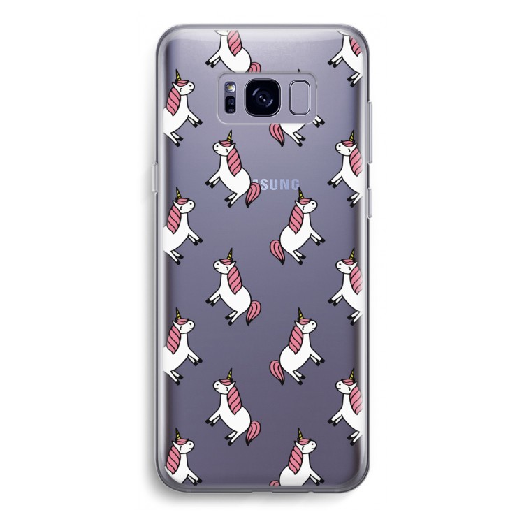 Eenhoorns overal: Samsung Galaxy S8 Transparant Hoesje