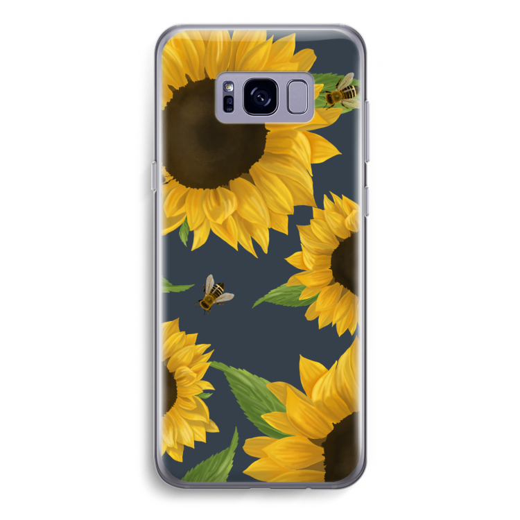 Sunflower and bees: Samsung Galaxy S8 Transparant Hoesje
