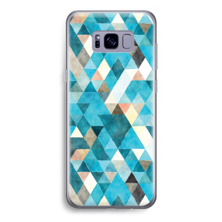 Gekleurde driehoekjes blauw: Samsung Galaxy S8 Transparant Hoesje