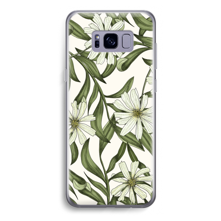 Wit bloemenpatroon: Samsung Galaxy S8 Transparant Hoesje
