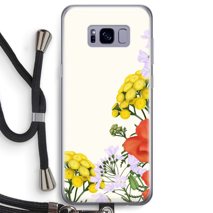 Wilde bloemen: Samsung Galaxy S8 Transparant Hoesje met koord