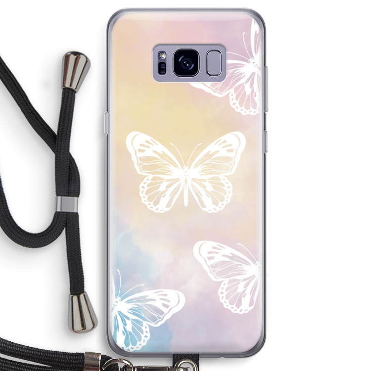 White butterfly: Samsung Galaxy S8 Transparant Hoesje met koord