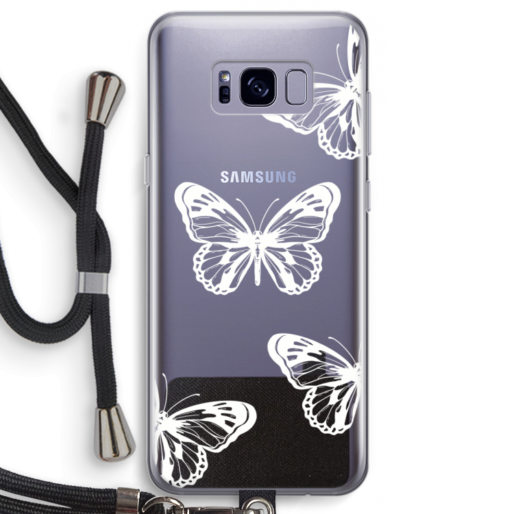 White butterfly: Samsung Galaxy S8 Transparant Hoesje met koord
