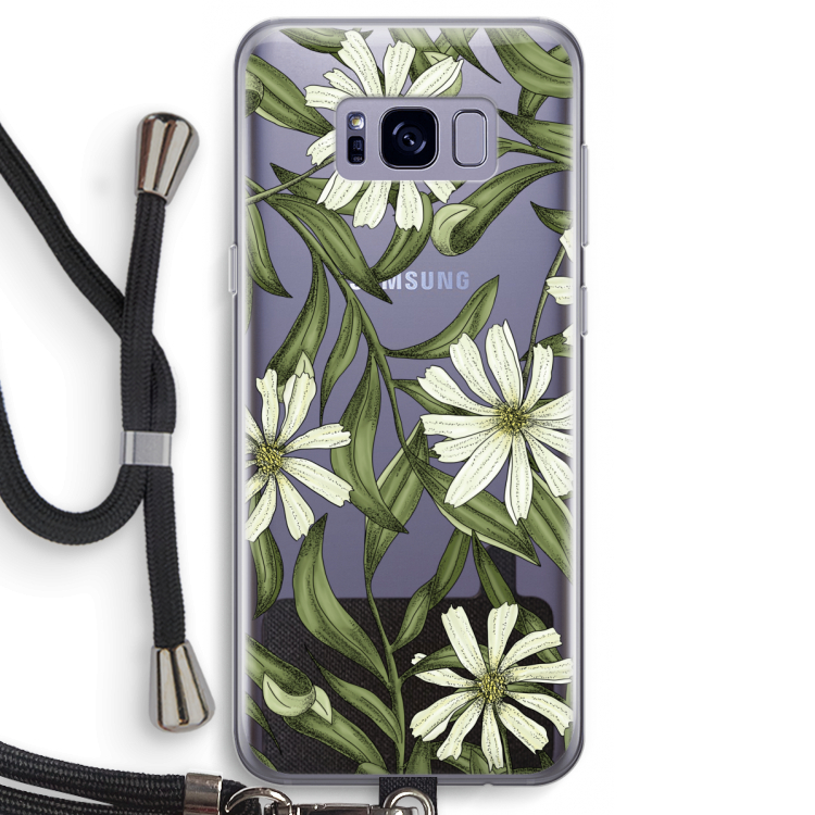 Wit bloemenpatroon: Samsung Galaxy S8 Transparant Hoesje met koord