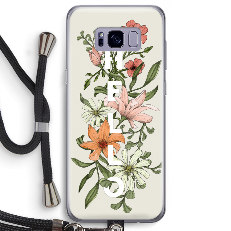 Hello bloemen: Samsung Galaxy S8 Transparant Hoesje met koord