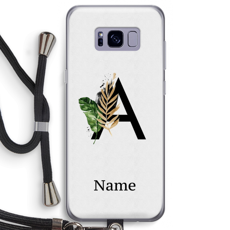 Charcoal Flora: Samsung Galaxy S8 Transparant Hoesje met koord