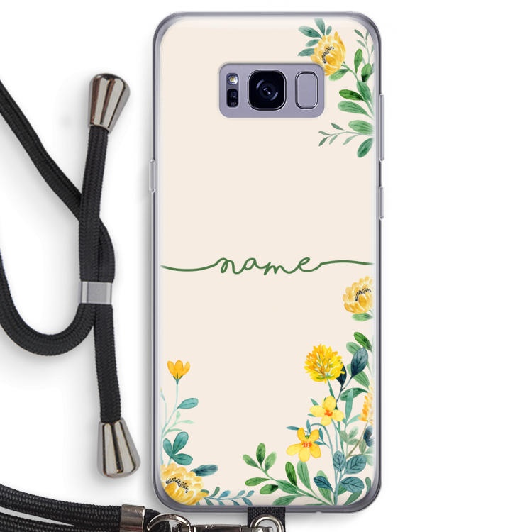 Gele bloemen: Samsung Galaxy S8 Transparant Hoesje met koord