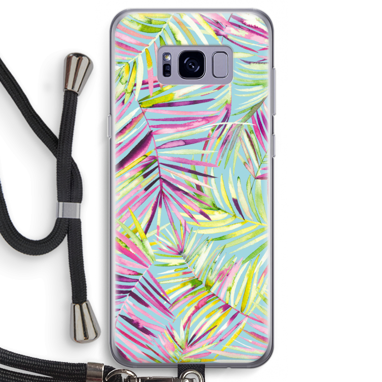Tropical Palms Blue: Samsung Galaxy S8 Transparant Hoesje met koord