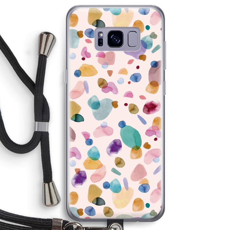 Terrazzo Memphis Pink: Samsung Galaxy S8 Transparant Hoesje met koord