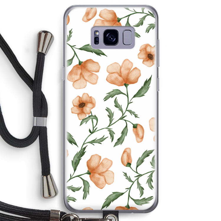 Peachy flowers: Samsung Galaxy S8 Transparant Hoesje met koord