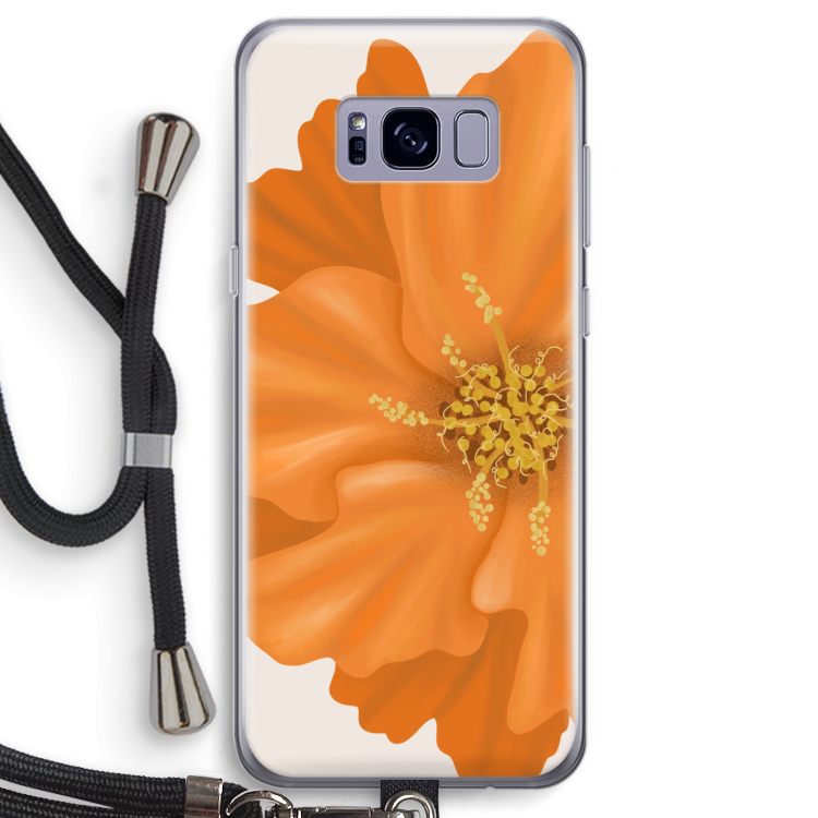 Orange Ellila flower: Samsung Galaxy S8 Transparant Hoesje met koord