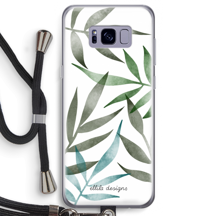 Tropical watercolor leaves: Samsung Galaxy S8 Transparant Hoesje met koord