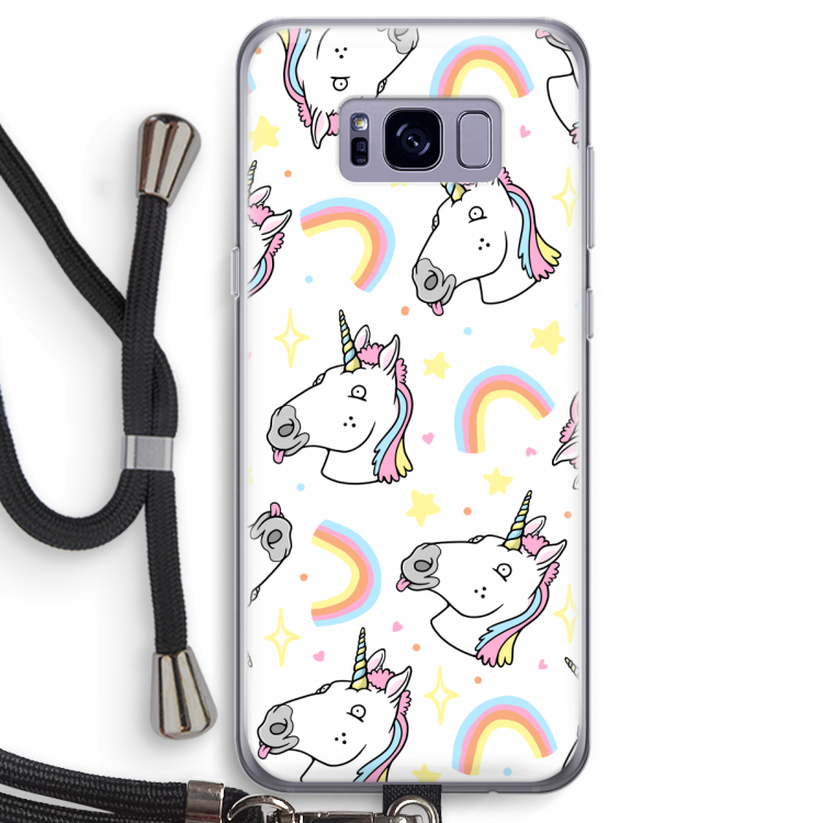 Rainbow Unicorn: Samsung Galaxy S8 Transparant Hoesje met koord