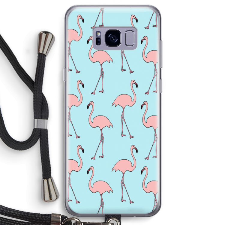 Anything Flamingoes: Samsung Galaxy S8 Transparant Hoesje met koord