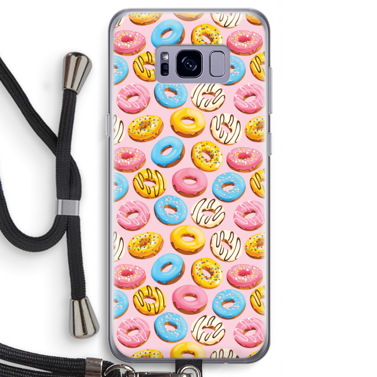 Pink donuts: Samsung Galaxy S8 Transparant Hoesje met koord