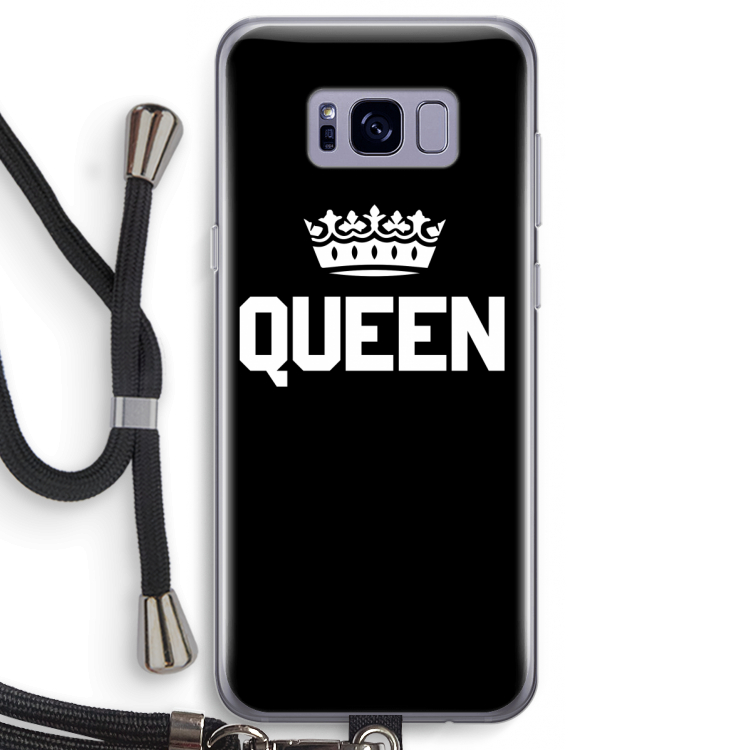 Queen zwart: Samsung Galaxy S8 Transparant Hoesje met koord