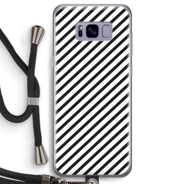 Strepen zwart-wit: Samsung Galaxy S8 Transparant Hoesje met koord